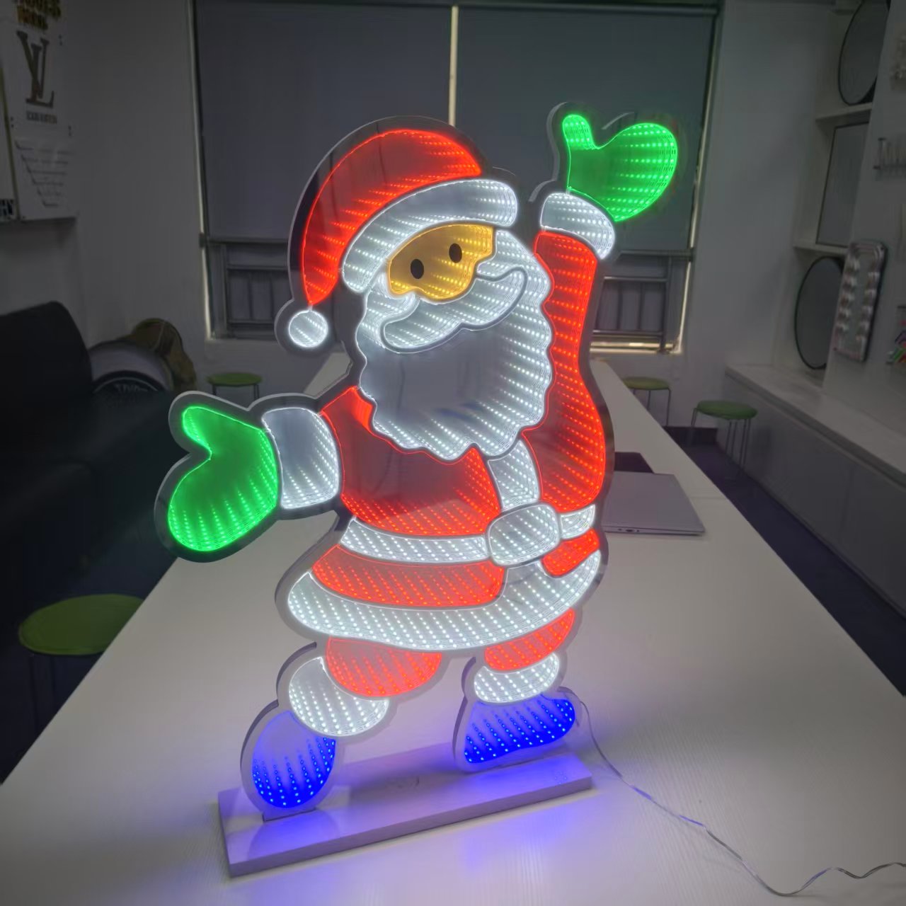 Santa’s Infinity Mirror Sign Christmas Shop Decor Sign