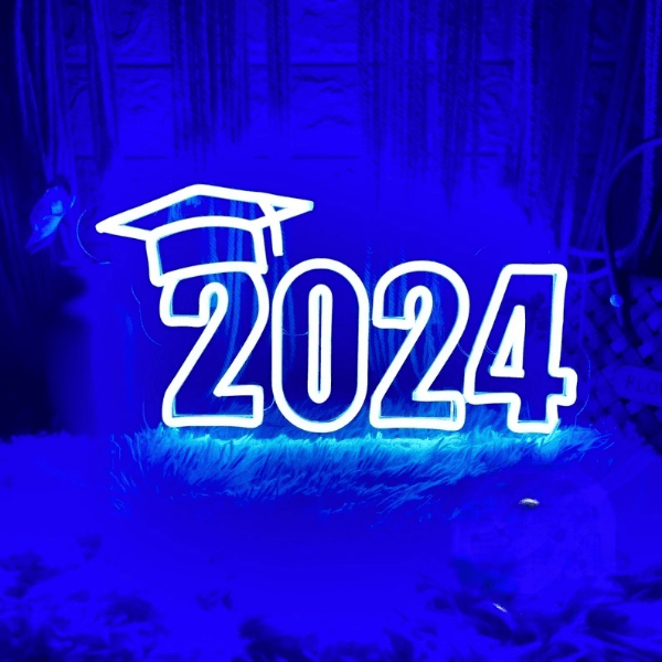 2024 Hat LED Neon Sign Grad Prom Party Decor Sign