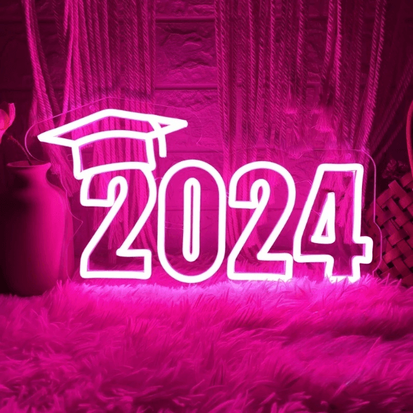 2024 Hat LED Neon Sign Grad Prom Party Decor Sign