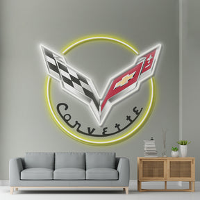 Round Corvette Led  Neon Sign Man Cave Neon Sign