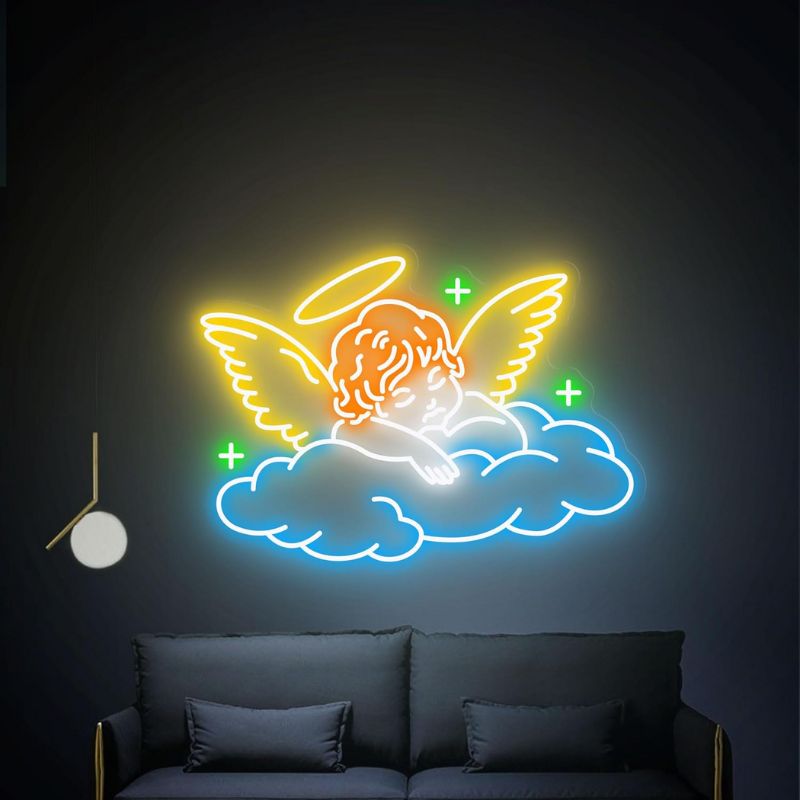 Angel Sleeping on Cloud Handmade Neon Sign Kids Bedroom Decor