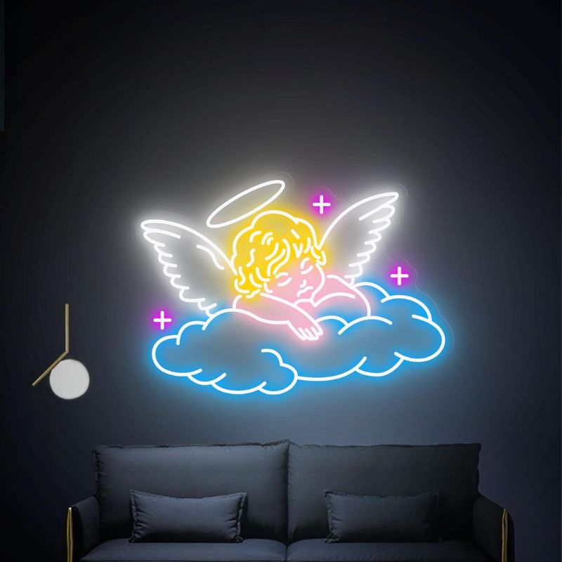 Angel Sleeping on Cloud Handmade Neon Sign Kids Bedroom Decor