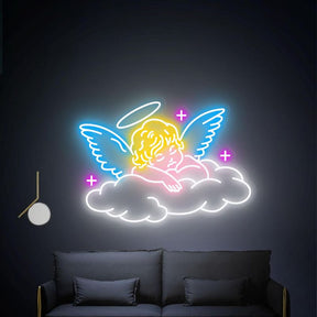 Angel Sleeping on Cloud Handmade Neon Sign Kids Bedroom Decor