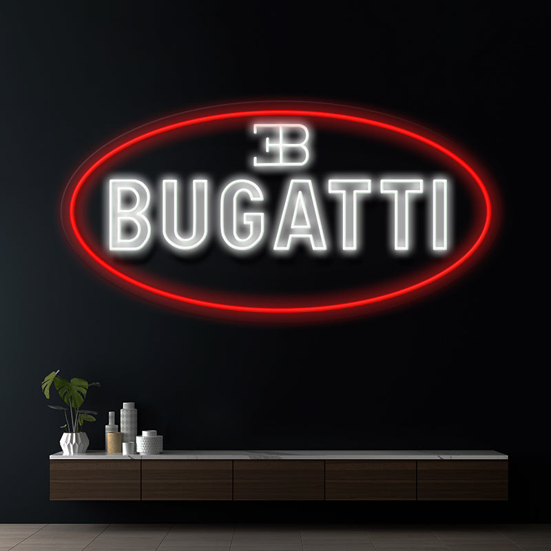 BUGATTI Car Logo Neon Sign Man Cave Decor Wall Light