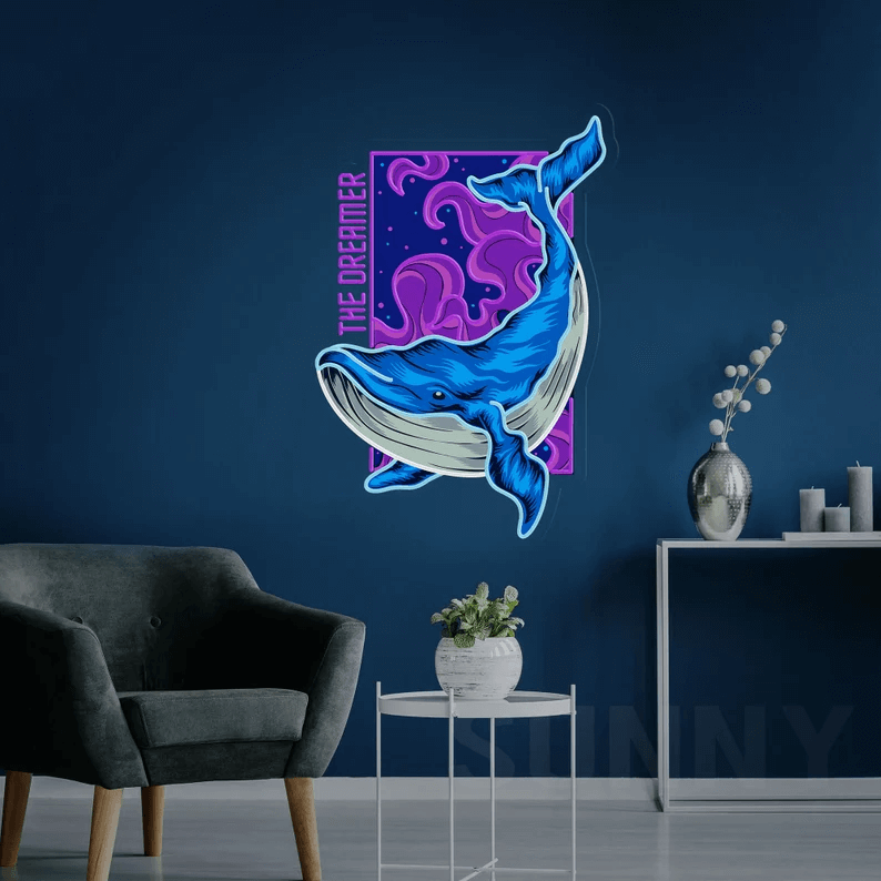 Blue Whale Neon Sign Home Business Wall Decor Art