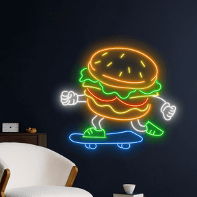 Burger Skateboarding Neon Sign Led Neon Sign