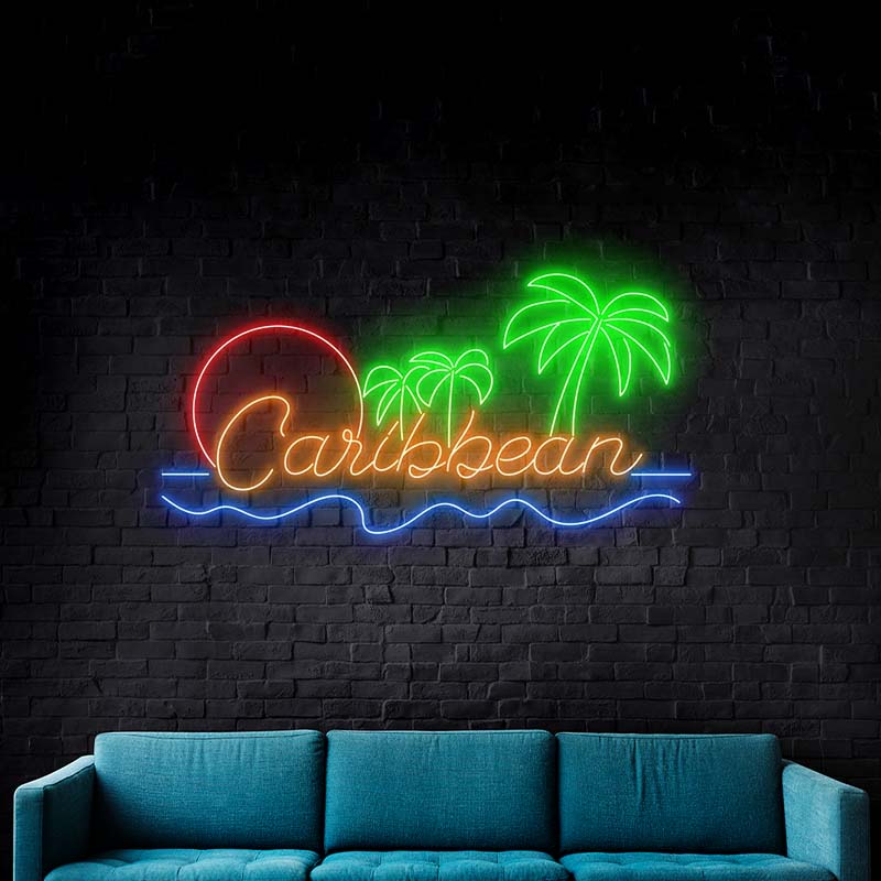 Caribbean Ocean Palm Tree Neon Sign Summer Holiday Led Light