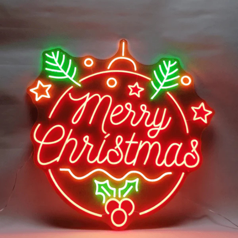 Circle Merry Christmas Neon Sign Home Party Decor Sign