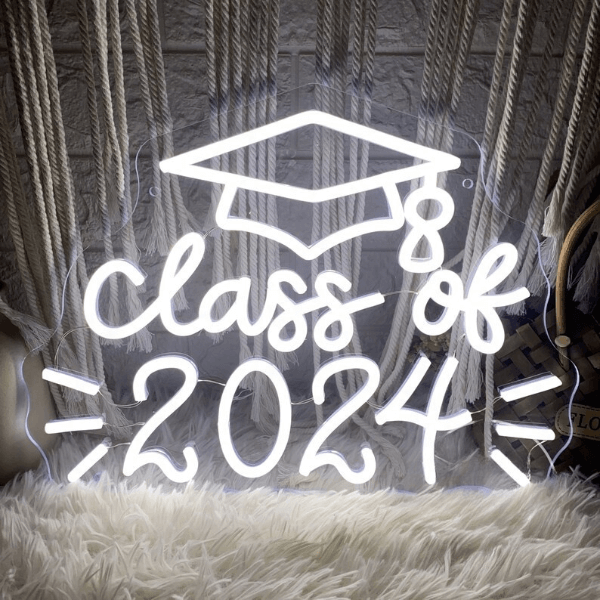 Class of 2024 Hat LED Neon Sign Grad Prom Party Decor Sign