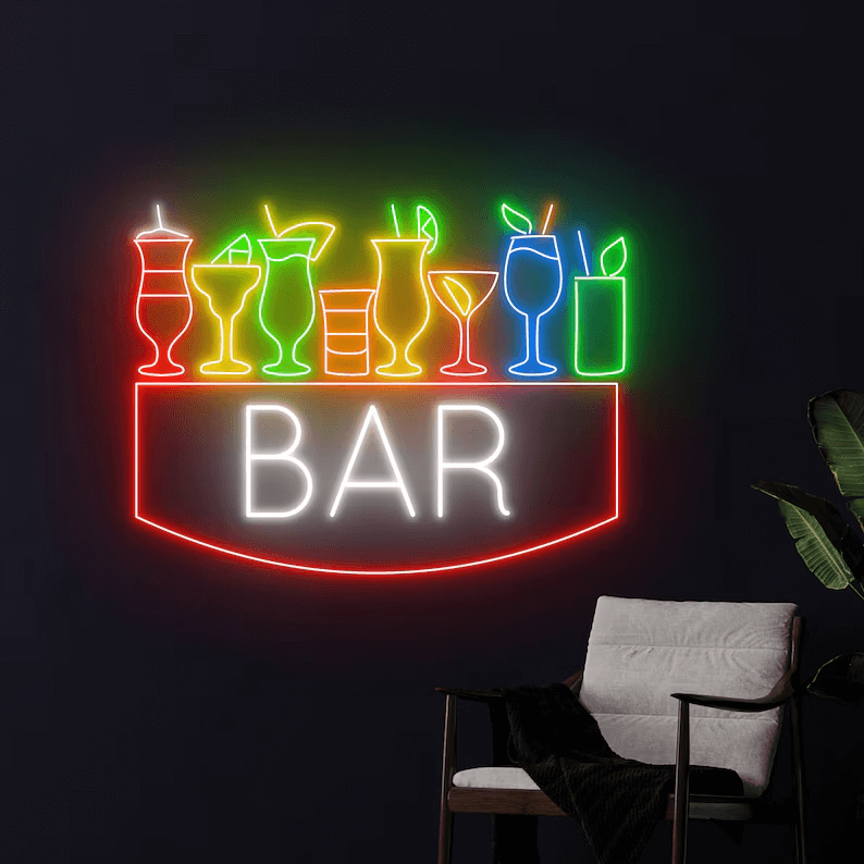 Cocktail Bar Neon Sign Bar Logo LED Light