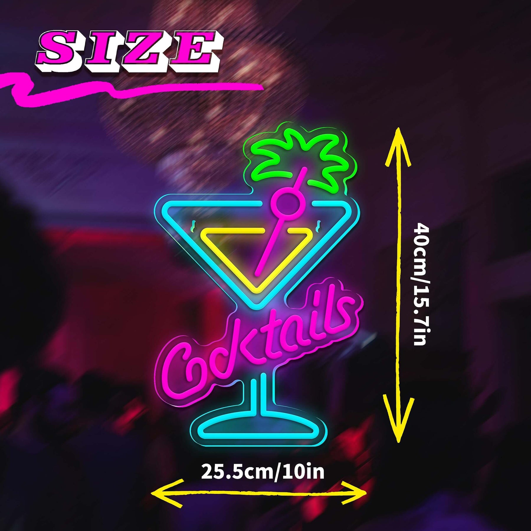 Cocktail Neon Sign for Party&Bar Decor