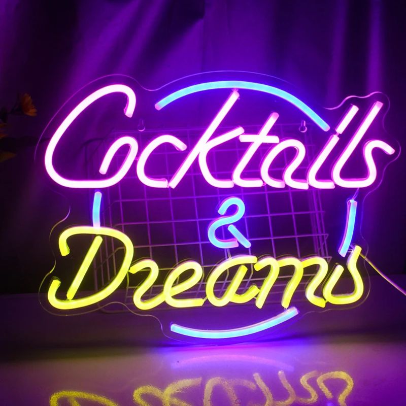 Ics Neon Sign Cocktails & Dreams Neon Sign Bar Led Neon Sign