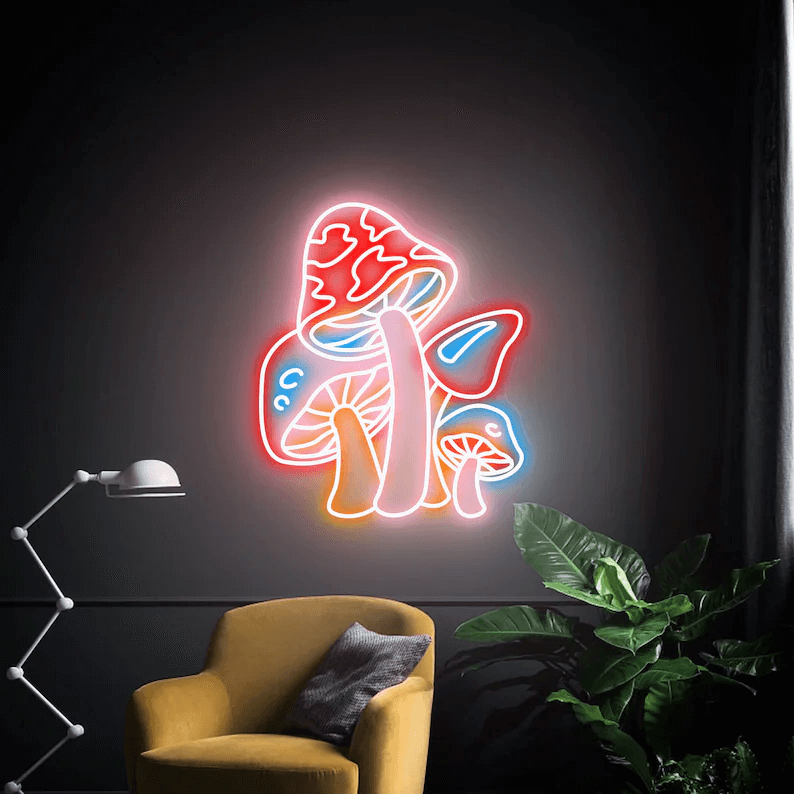 Colorful Mushroom Neon Sign Kids Room Decor Sign