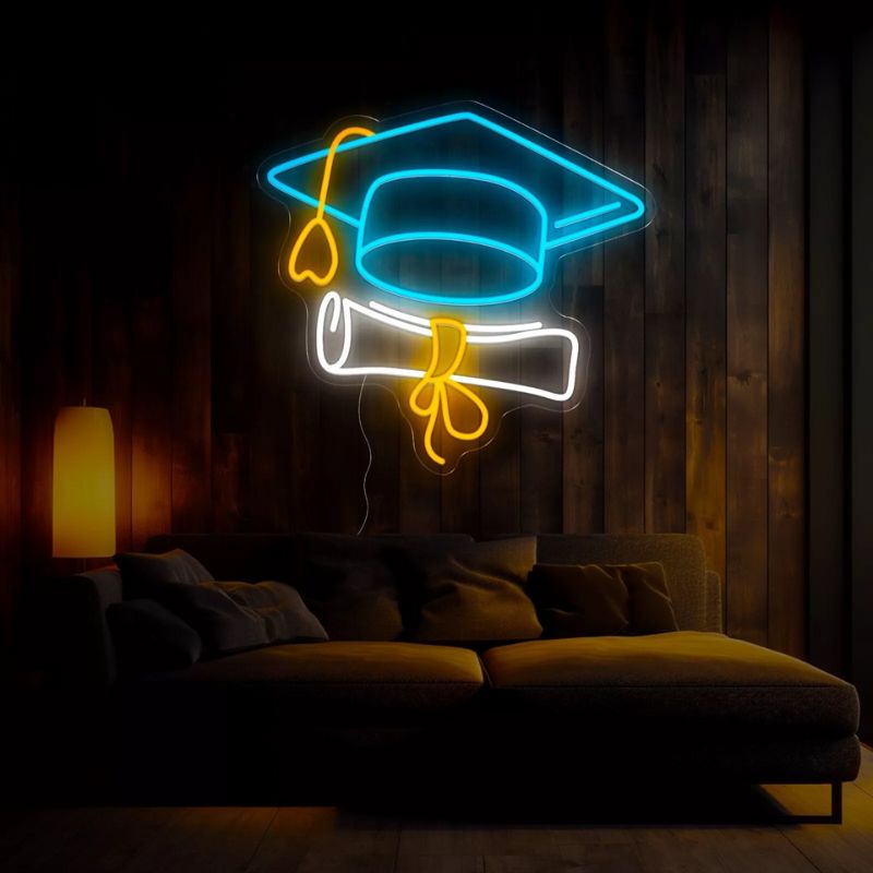 Congrats Grad Led Neon Sign Book and Cap Neon Sign