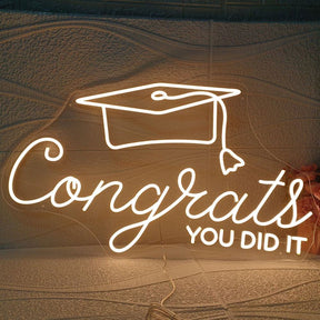 Congrats Neon Sign for 2024 Graduation Party Decor