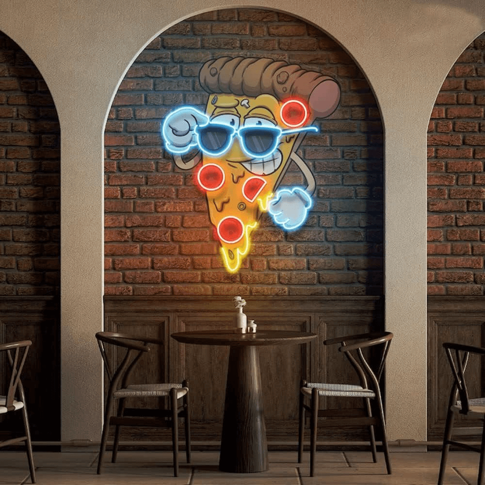 Cool Cartoon Pizza Custom Led Neon Signs for Wall Decor