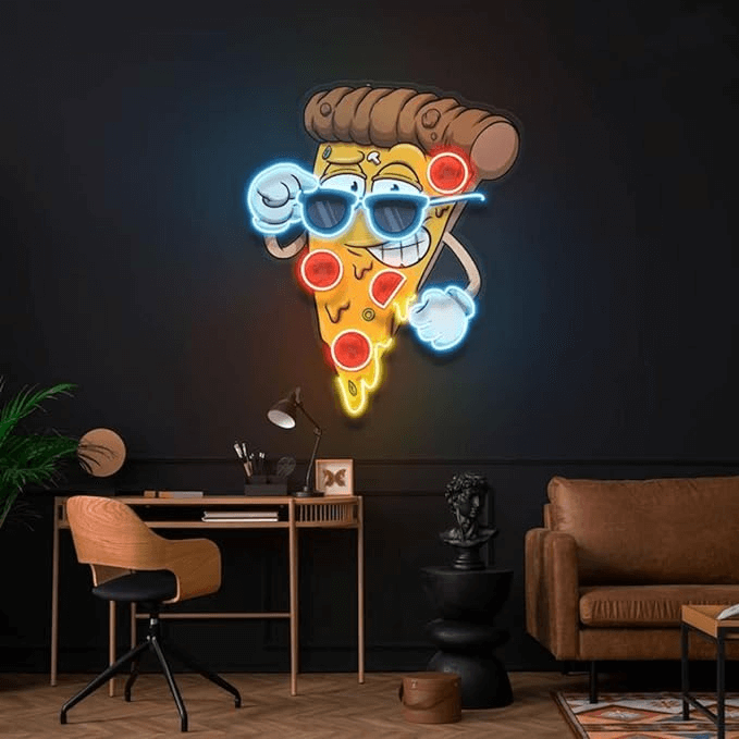 Cool Cartoon Pizza Custom Led Neon Signs for Wall Decor