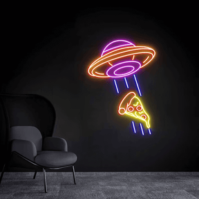 Cool UFO Neon Sign Kidnapping Pizza Neon Sign