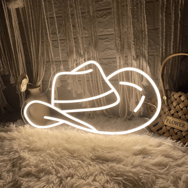 Cowgirl Hat LED Neon Light Wall Decor Neon Sign