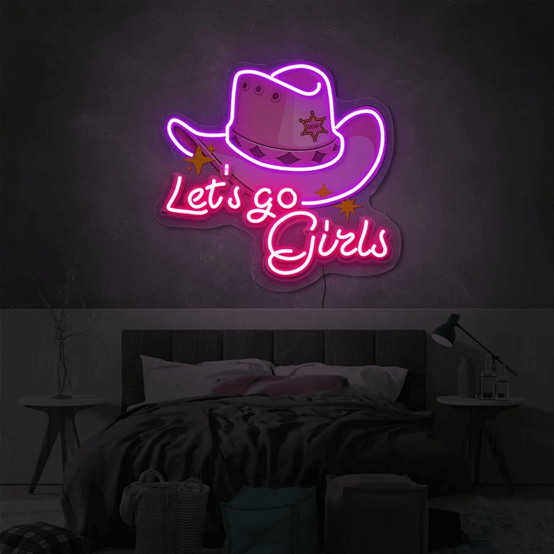 Cowgirl Hat Neon Sign Wall Art Decor Sign