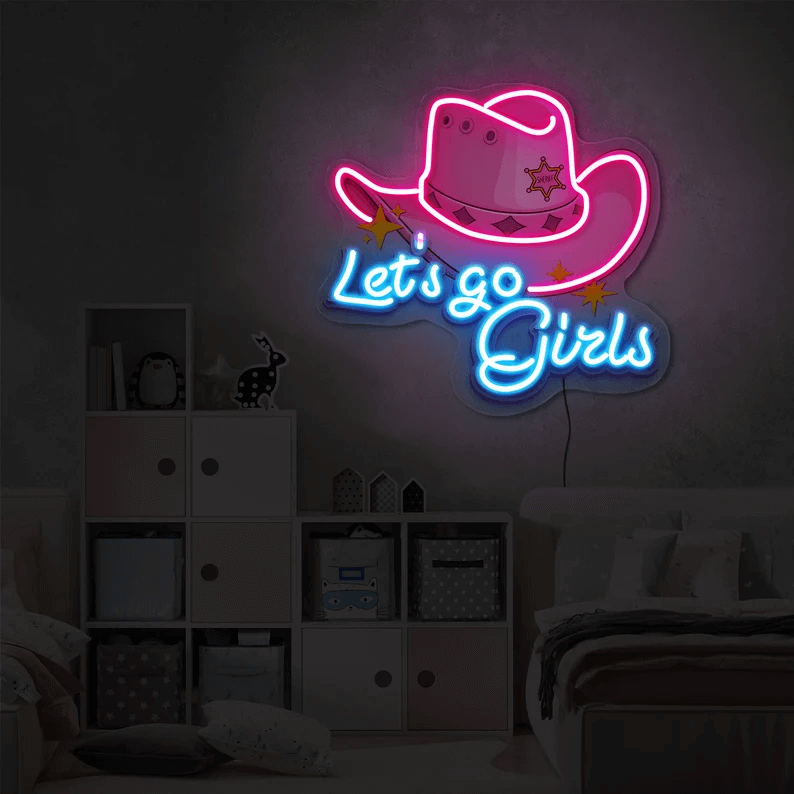 Cowgirl Hat Neon Sign Wall Art Decor Sign