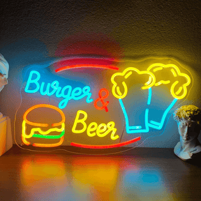 Custom Burger And Beer Neon Sign Fast Food Neon Light