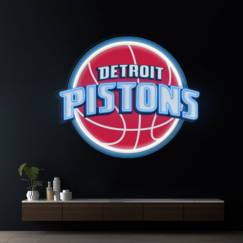 Detroit Pistons NBA Led Neon Sign Man Cave Decor