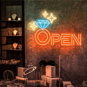 Diamond Open Indoor Neon Sign Business Wall Decor Art