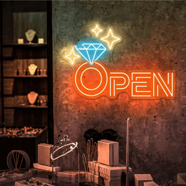 Diamond Open Indoor Neon Sign Business Wall Decor Art