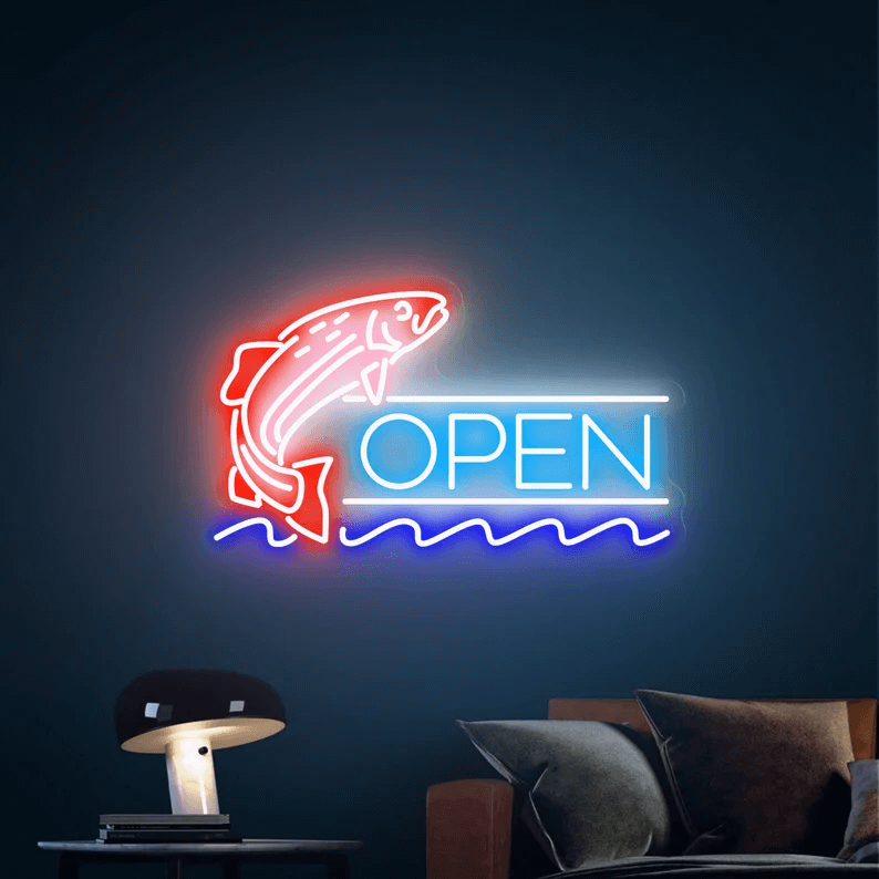 Fish Open Neon Sign Led Shop Decor Neon Sign