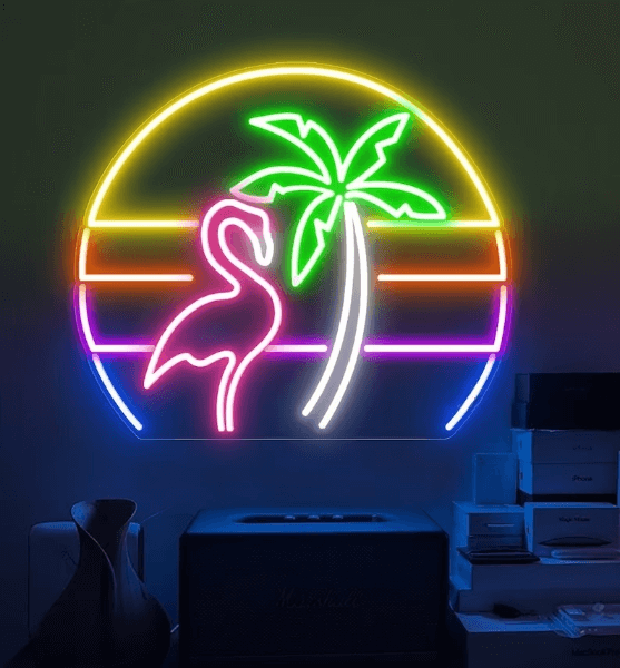 Flamingo  Palm Tree Neon Sign