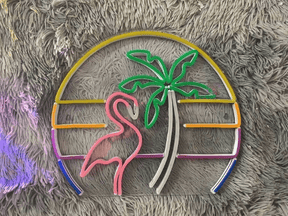 Flamingo  Palm Tree Neon Sign