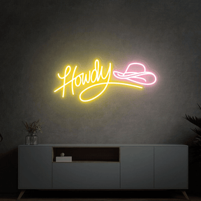 Howdy Neon Sign Led Cowboy Hat Neon Sign