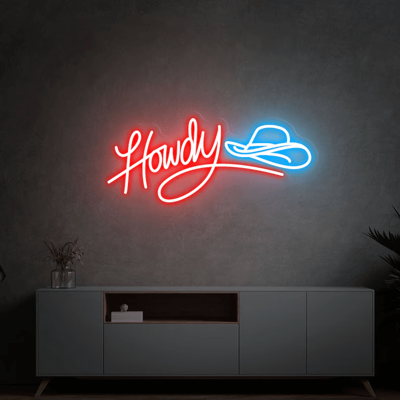 Howdy Neon Sign Led Cowboy Hat Neon Sign