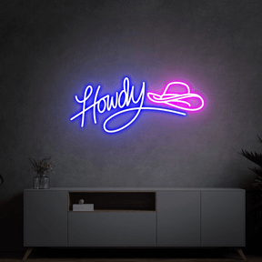 Howdy Neon Sign Led Cowboy Hat Neon Sign