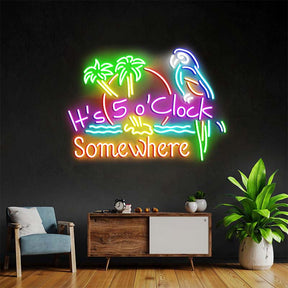 It's 5 O'clock Somewhere Neon Sign Shop Home Wall Decor Sign