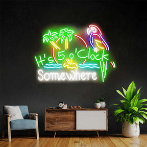 It's 5 O'clock Somewhere Neon Sign Shop Home Wall Decor Sign