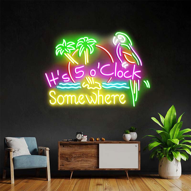 It's 5 O'clock Somewhere Neon Sign Colorful Neon Sign