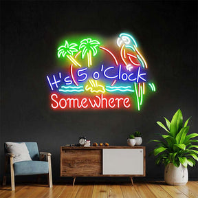 It's 5 O'clock Somewhere Neon Sign Shop Home Wall Decor Sign