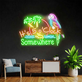 It's 5 O'clock Somewhere Neon Sign Shop Home Wall Decor Sign