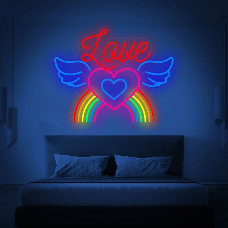 LGBT Love Rainbow Wings Led Neon Sign