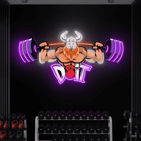 Lifting Barbell LED Neon Sign Gym Game Room Decor Sign