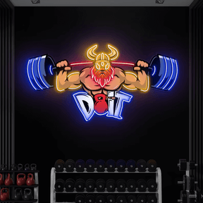 Lifting Barbell LED Neon Sign Gym Game Room Decor Sign