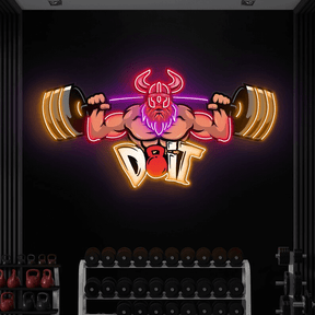 Lifting Barbell LED Neon Sign Gym Game Room Decor Sign