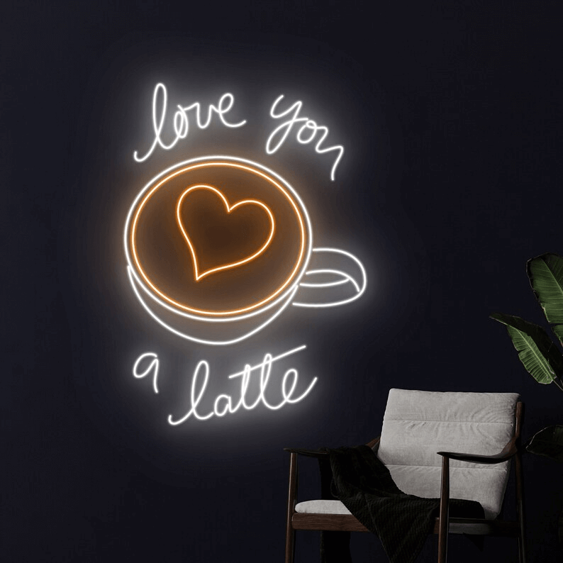 Love You A Latte Neon Sign Coffee Bar Decor Sign