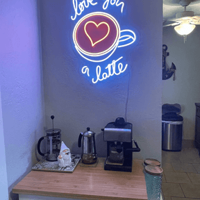 Love You A Latte Neon Sign Coffee Bar Decor Sign