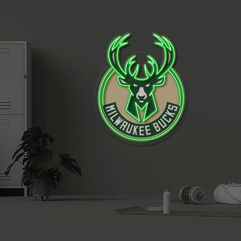 Milwaukee Bucks NBA Led Neon Sign Man Cave Decor