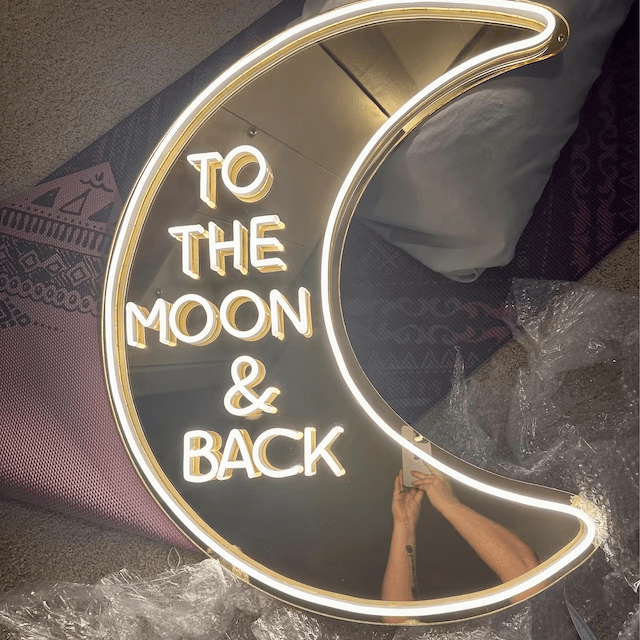 To The Moon&Back Mirror Neon Sign