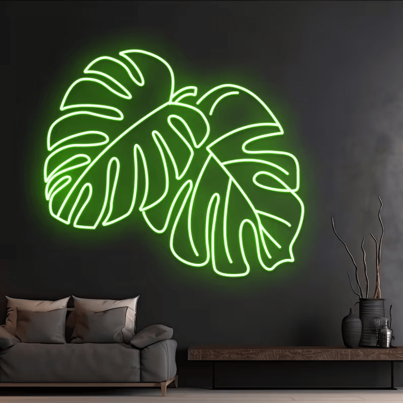 Monstera Leaf Neon Sign Light Shop Room Wall Art