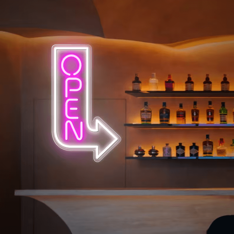 Open Arrow Neon Sign Led Business Open Sign